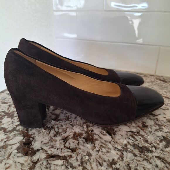 BALLY Brown‎ Suede  leather patent Flats size 7.5 M - Picture 2 of 10